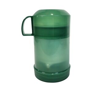 Vintage Thermos Green‎ Plastic Insulated Food Jar 10oz Made in Canada Cup Lid